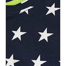 Babyhug Cotton Knit Full Sleeves Winter Wear Co-ords With Star Design - Navy Blue