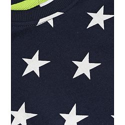 Babyhug Cotton Knit Full Sleeves Winter Wear Co-ords With Star Design - Navy Blue