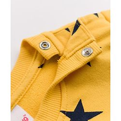Babyhug Cotton Knit Full Sleeves Winter Wear Co-ords With Star Design - Yellow