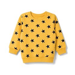 Babyhug Cotton Knit Full Sleeves Winter Wear Co-ords With Star Design - Yellow