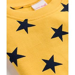 Babyhug Cotton Knit Full Sleeves Winter Wear Co-ords With Star Design - Yellow