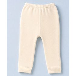 Babyhug Sweater Knit Full Length Solid Woollen Pants - Cream