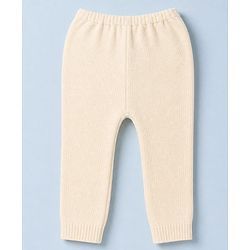 Babyhug Sweater Knit Full Length Solid Woollen Pants - Cream