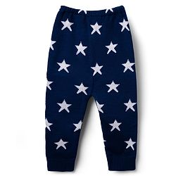 Babyhug Sweater Knit Full Length Star Printed Lounge Pant - Navy