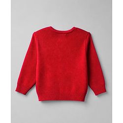 Babyhug Knit Full Sleeves Solid Front Open Sweaters - Red