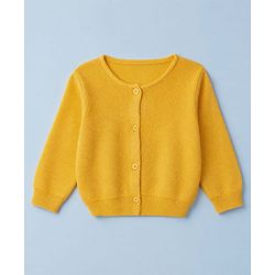 Babyhug Knit Front Open Sweater with Full Sleeves in Yellow for Preemie-Preemie