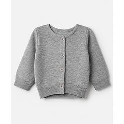 Babyhug Knit Full Sleeves Solid Front Open Sweaters - Grey