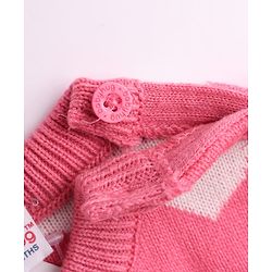 Babyhug Knit Full Sleeves Pullover with Hearts Design in Pink