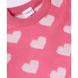 Babyhug Knit Full Sleeves Pullover with Hearts Design in Pink