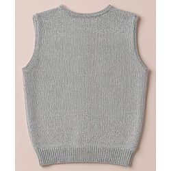 Babyhug Knit Sleeveless  Front Open Solid Colour Sweater - Grey
