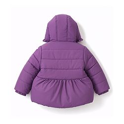 Babyhug Woven Full Sleeves Solid Colour Hooded Padded Jacket with Bow Applique - Purple