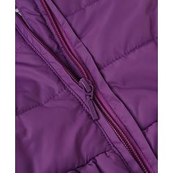 Babyhug Woven Full Sleeves Solid Colour Hooded Padded Jacket with Bow Applique - Purple