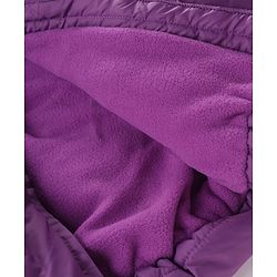 Babyhug Woven Full Sleeves Solid Colour Hooded Padded Jacket with Bow Applique - Purple