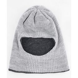 Babyhug Knit Solid Reversible Monkey Cap Light & Dark Grey - Diameter 10 cm