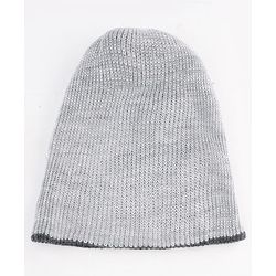 Babyhug Knit Solid Reversible Monkey Cap Light & Dark Grey - Diameter 10 cm