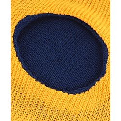 Babyhug Knit Solid Reversible Monkey Cap Yellow & Navy - Diameter 11 cm