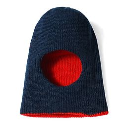 Babyhug Knit Solid Reversible Monkey Cap Red & Navy Blue - Diameter 15.5 cm