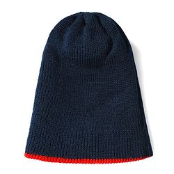 Babyhug Knit Solid Reversible Monkey Cap Red & Navy Blue - Diameter 15.5 cm
