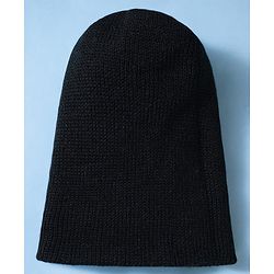 Babyhug Knit Solid Reversible Monkey Cap Black & White - Diameter 10 cm