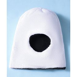 Babyhug Knit Solid Reversible Monkey Cap Black & White - Diameter 10 cm