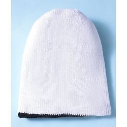 Babyhug Knit Solid Reversible Monkey Cap Black & White - Diameter 10 cm