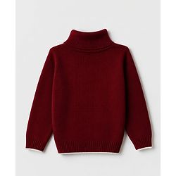 Babyhug Knit Full Sleeves Pullover with B Patch - Maroon