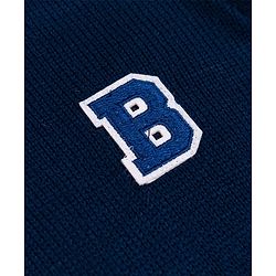 Babyhug Knit Full Sleeves Solid Pullover With B Embroidered - Navy Blue