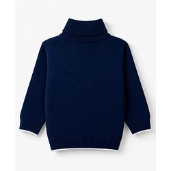 Babyhug Knit Full Sleeves Solid Pullover With B Embroidered - Navy Blue
