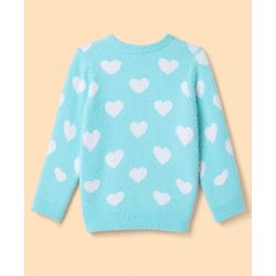Babyhug Knit Full Sleeves Pullover with Heart Design - Sky Blue