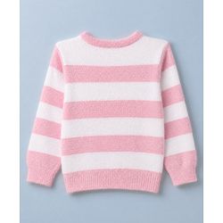 Babyhug Knit Pullover with Full Sleeves and Striped Design - Pink