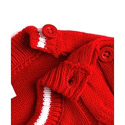 Babyhug Knit Full Sleeves Pullover With Striped & Cable knit Design - Red