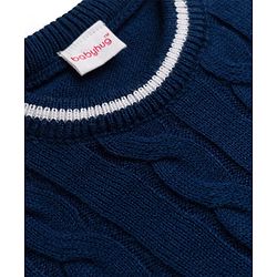 Babyhug Knit Full Sleeves Pullovers With Cable Knit Design  - Navy Blue