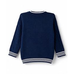 Babyhug Knit Full Sleeves Pullovers With Cable Knit Design  - Navy Blue