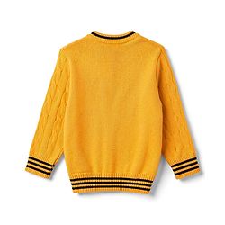 Babyhug Knit Full Sleeves Solid Colour Pullovers with Cable Knit Design - Yellow