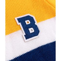 Babyhug Knit Full Sleeves Striped Pullover Sweater With Patch - Yellow
