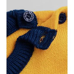 Babyhug Knit Full Sleeves Striped Pullover Sweater With Patch - Yellow