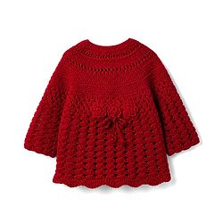 Babyhug Knit sweater-knit crochet Woolen Dress and Hat with Full Sleeves and Flower Embroidery - Red