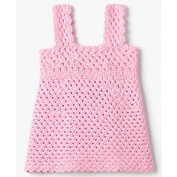 Babyhug Premium Woolen Dress with Sleeveless and Flower Applique & Cap in Pink