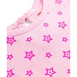 Babyhug Single Jersey Knit Half Sleeves Star Printed Frock With Bloomer - Pink