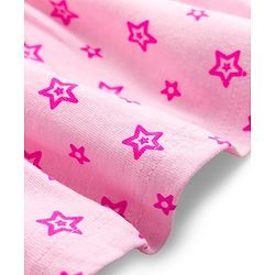 Babyhug Single Jersey Knit Half Sleeves Star Printed Frock With Bloomer - Pink