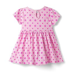 Babyhug Single Jersey Knit Half Sleeves Star Printed Frock With Bloomer - Pink