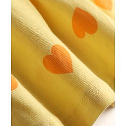 Babyhug Single Jersey Knit Half Sleeves Heart Printed Frock with Bloomer - Yellow