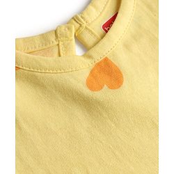 Babyhug Single Jersey Knit Half Sleeves Heart Printed Frock with Bloomer - Yellow