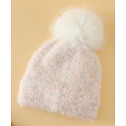 Babyhug Viscose Woollen Cap with Pom Pom Pink - Diameter 16.5 cm