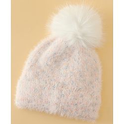 Babyhug Viscose Woollen Cap with Pom Pom Pink - Diameter 16.5 cm