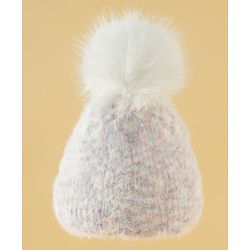Babyhug Viscose Woollen Cap with Pom Pom Pink - Diameter 16.5 cm