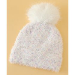 Babyhug Viscose Woollen Cap with Pom Pom Pink - Diameter 16.5 cm