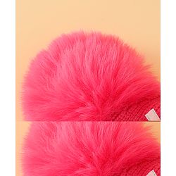 Babyhug Viscose Woollen Cap with Pom Pom and Bow Pearl Applique Fuchsia - Diameter 18.5 cm