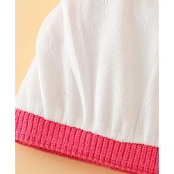 Babyhug Viscose Woollen Cap with Pom Pom and Bow Pearl Applique Fuchsia - Diameter 18.5 cm