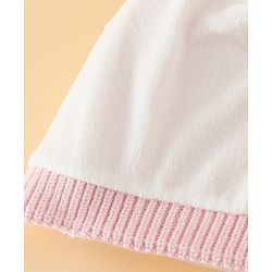Babyhug Viscose Woollen Cap with Pom Pom and Bow Pearl Applique Fuchsia - Diameter 18.5 cm